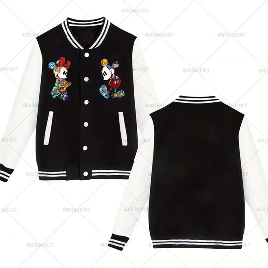 Discover Couple Disney Minnie Mickey Mouse Men's Women Baseball Jacket Sports Autumn Winter Classic Coats Fleece O-Neck Streetwear Hoodie