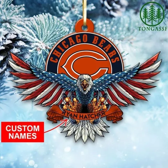 Discover Personalized Chicago Football Team Bears Christmas Ornament Gift Decor