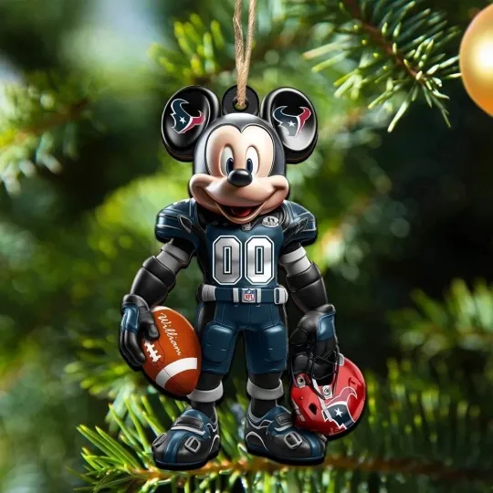 Discover Personalized Houston Football Team Texans Mickey Mouse Christmas Ornament