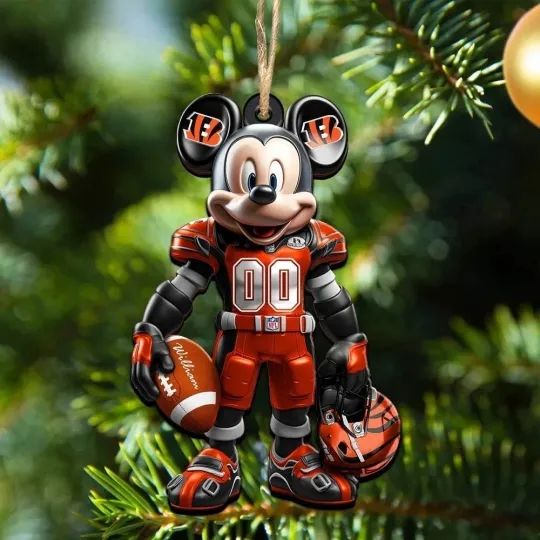 Discover Personalized Cincinnati Football Team Bengals Mickey Mouse Christmas Ornament