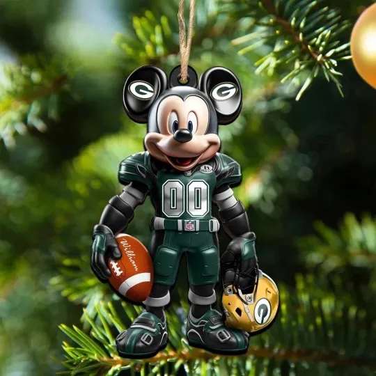 Discover Personalized Green Bay Football Team Packers Mickey Mouse Christmas Ornament
