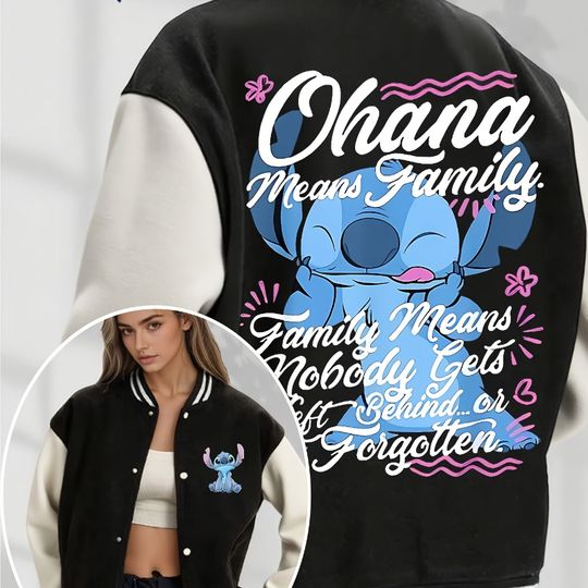 Discover Disney Stitch Women's Baseball Jacket Autumn/Winter New Collection Retro Casual Fashion Men's and Women's Streetwear