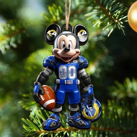 Discover Personalized Los Angeles Football Team Rams Mickey Mouse Christmas Ornament