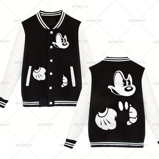 Discover Couple Disney Mickey Mouse Angry Men's Women Baseball Jacket Sports Autumn Winter Classic Coats Fleece O-Neck Streetwear Hoodies
