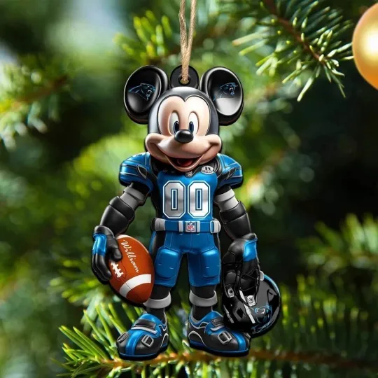 Discover Personalized Carolina Football Team Panthers Mickey Mouse Christmas Ornament