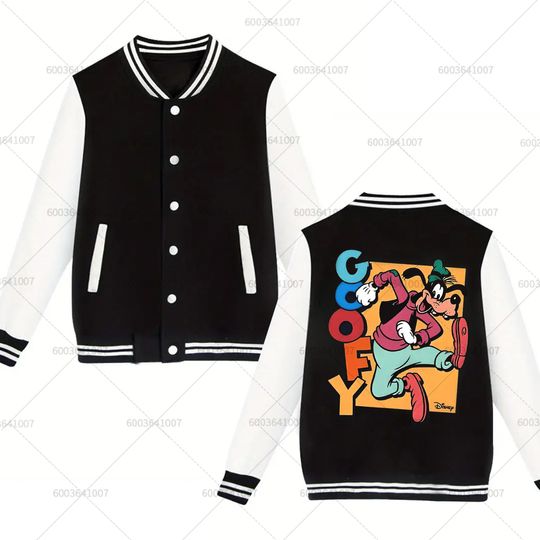 Discover Disney Goofy Pluto Men's Women Baseball Jacket Sports Autumn Winter Fashion Classic Coats Fleece O-Neck Streetwear Hoodies Tops