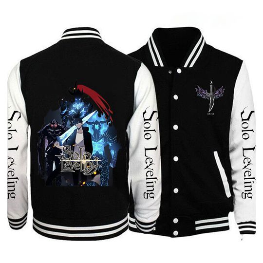 Discover Men Fashion Solo Leveling Print Baseball Jacket Button Jacket Outerwear 2025 Spring Oversized Streetwear Solo Leveling Jacket