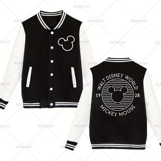 Discover Funny Disney Mickey Minnie Mouse Men's Women Baseball Jacket Autumn Winter Classic Coats Fleece O-Neck Streetwear Couple Hoodies