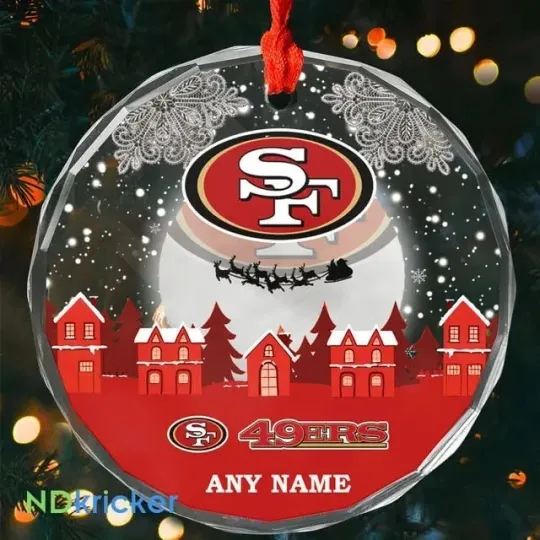 Discover Personalized San Francisco Football Team 49erss Glass Christmas Ornament Gift