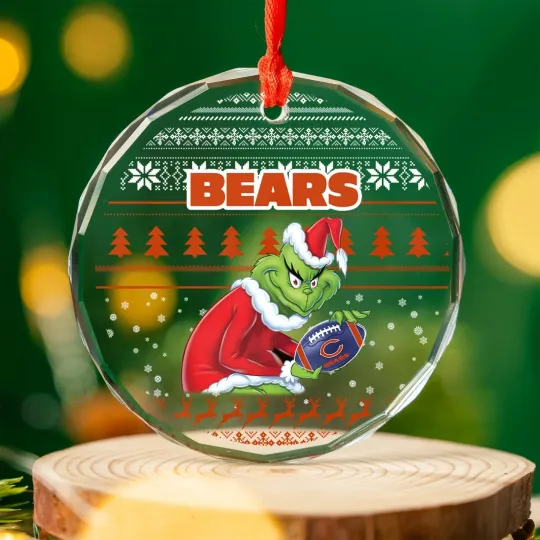 Discover Chicago Football Team Bearss Glass Christmas Ornament Gift Decor