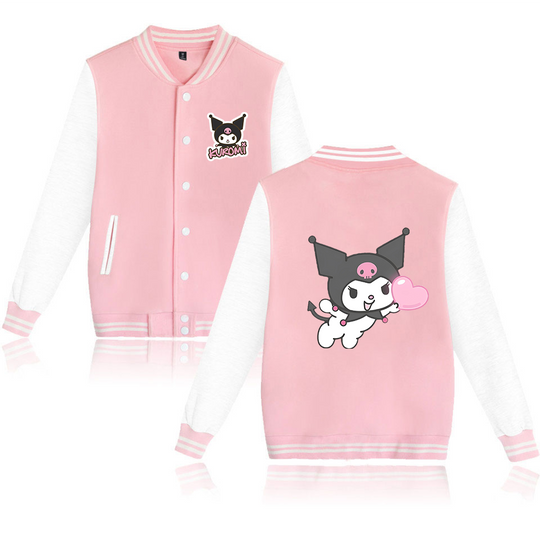 Kuromi Baseball College Jacket Oversized Men Clothes Harajuku jacket  Street coats Anime Jackets Costume kid
