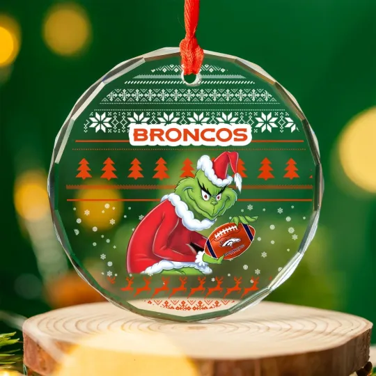 Discover Denver Football Team Broncoss Glass Christmas Ornament Gift Decor