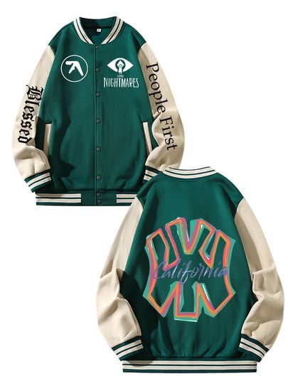 Discover Black Blue Green Double-sided Christmas Print XS-XXL Unisex Baseball Jacket Streetwear Coat Warm Fleece Soft Jacket