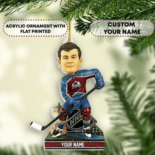 Discover Custom Avalanche Ice Hockey Christmas Ornament, Cale Makar, Ice Hockey Game Day, Colorado Shape Ornament Acrylic Fan Gift
