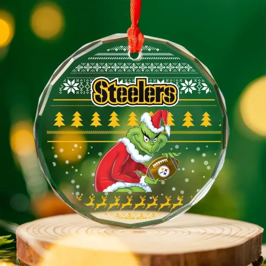 Discover Personalized Pittsburgh Football Team Steelerss Glass Christmas Ornament Gift