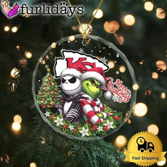 Discover Personalized Kansas City Football Team Chiefss Glass Christmas Ornament Gift