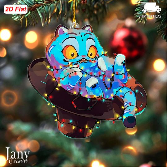 Derpy Tiger Cat Ornament  Kpop Demon Hunter Inspired Acrylic Christmas Decor Gift