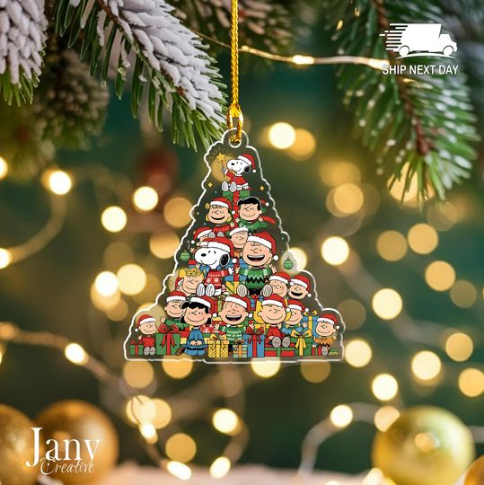 Discover Cartoon Christmas Tree Acrylic Ornament: Funny Holiday Character Decor