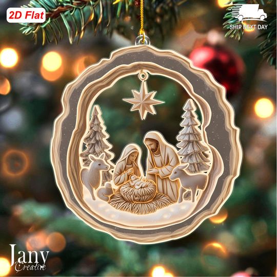 Discover Wooden Nativity Scene Ornament - Rustic Holy Family Christmas Tree Decor: Nativity Ornament Gift