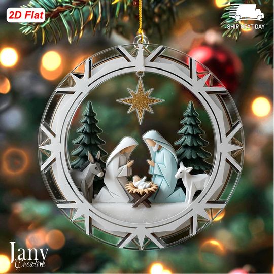 Discover Nativity Scene Ornament  Rustic Holy Family Christmas Tree Decor  Christian Gift Christmas