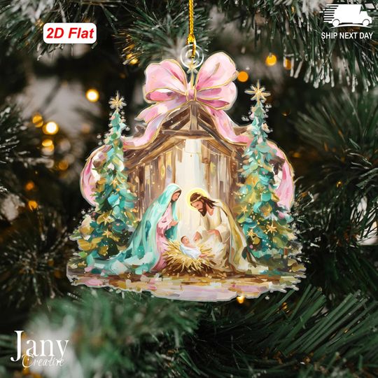 Discover Preppy Painted Christian Nativity Scene, Nativity Christmas Ornament 2025, Regilious Decor Gift, Meaningful Xmas Gift