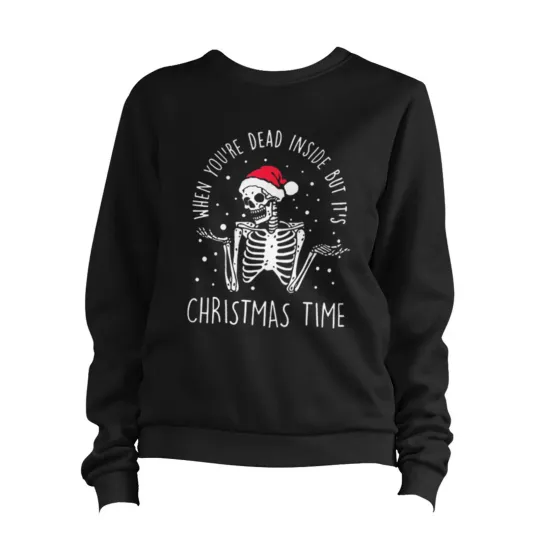 Discover Dead Inside Christmas Sweater Jumper Skeleton Gothic Festive Sweatshirt