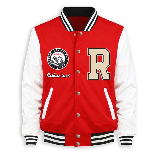 Discover Natural Scenery And Letter R Men Jacket Fashion Loose Baseball Jersey Soft Casual Streetwear Autumn Fleece Male Vintage Clothing