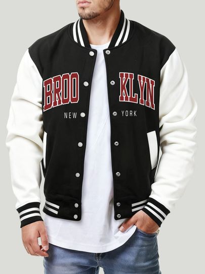 Discover Brooklyn New York 1898 Art Letter Printed Men Jackets Fleece Pullover Baseball Jersey Fashion Loose Tops Hip Hop Clothes