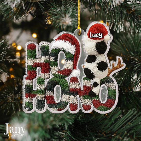 Discover Ho Ho No Funny Cat Latch Hook Yarn Faux - Personalized Acrylic Ornament