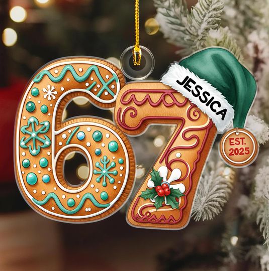 Discover Custom Six Seven Christmas Acrylic Ornament , Teen Slang Funny Tree Decor, Funny Teen Grandkid Gift, Christmas Gifts