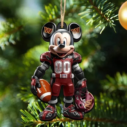 Discover Personalize Washington Football Team Commanders Mickey Mouse Christmas Ornament
