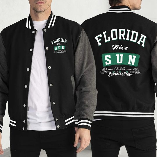 Discover Florida Nice Sun 1845 Print Jackets Men Hip Hop Personality Baseball Jersey Fashion Clothes Fleece Pullover Y2K Menswear