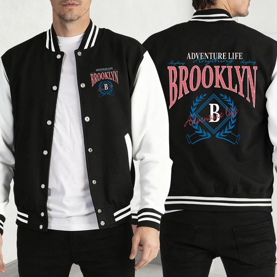 Adventure Life Anything Brooklyn Print Men Baseball Jersey Hip Hop Fashion Jacket Creativity Y2K Coat Fleece Autumn Jackets