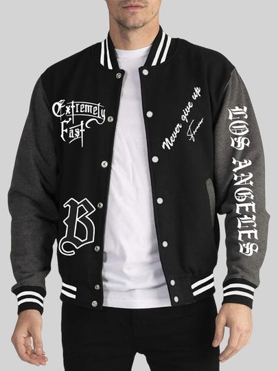 Discover Never Give Up Printing Men'S Autumn&nbsp;Winter Jackets Hip Hop Warm Tops Trendy Basics Baseball Uniform Fashion High Street Clothes