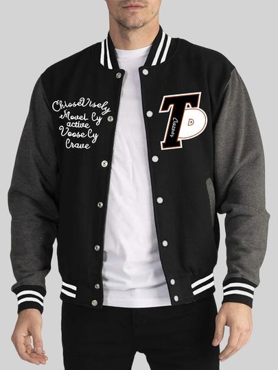 Discover Handwritten Font Creative Printing Man Tops Autumn&nbsp;Winter Baseball Uniform Comfy Oversized Menswear Pocket Minimalist Jacket