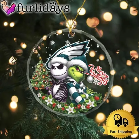 Discover Philadelphia Football Team Eagless Glass Christmas Ornament Gift