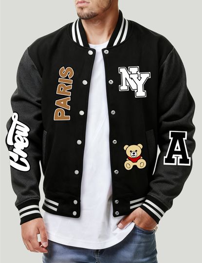 Discover New York Paris Are Both Dream Cities Print Man Jacket Loose Hip Hop Baseball Jersey Fleece Button Coats Autumn Casual Clothes