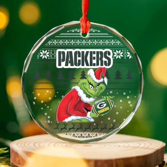Discover Green Bay Football Team Packerss Glass Christmas Ornament Gift