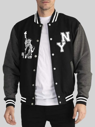 Discover New York City Liberty Free Prints Tops Man Autumn&nbsp;Winter Loose Baseball Uniform Fashion Minimalist Jacket Comfy Casual Menswear