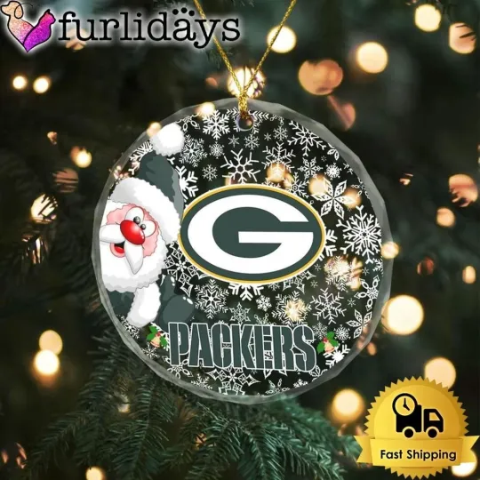 Discover Personalized Green Bay Football Team Packerss Glass Christmas Ornament Fan Gift