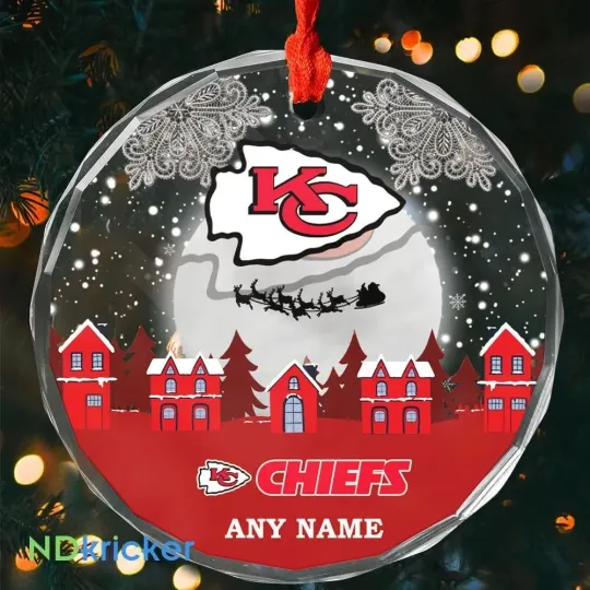 Personalized Kansas City Football Team Chiefss Glass Christmas Ornament Gift