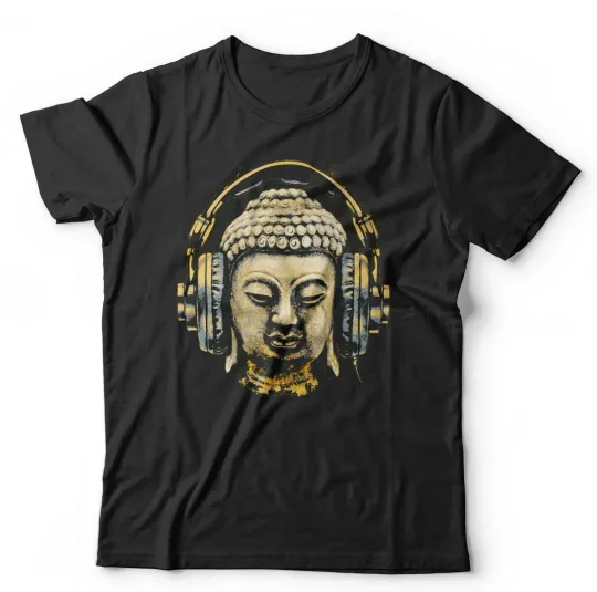 Discover Buddha Headphones Tshirt Unisex & Kids - Funny, Peace, Yoga, Love, Music