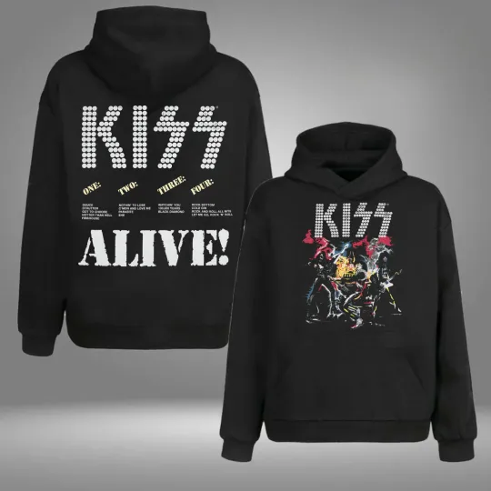 Discover Kiss ALIVE Track List Two Sides Unisex Hoodie