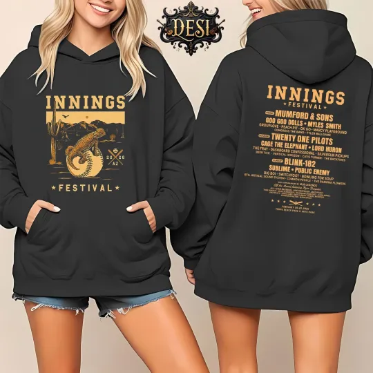 Discover Innings Festival 2026 Merch Tee Desert Slider Lineup Insipired New Hoodie