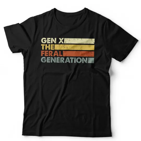 Discover Gen X TShirt The Feral Generation Unisex 40th Birthday 1980s Retro Vintage Gift