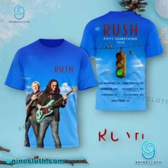Discover Rush 2026 Fifty Something Tour 3D T-Shirt Men Women Rock Band Graphic Tee
