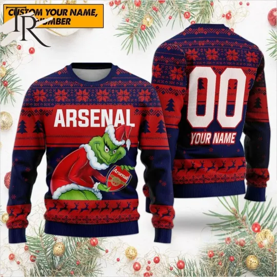 Discover Personalized EPL Arsenal funny character Christmas Ugly Christmas Sweater
