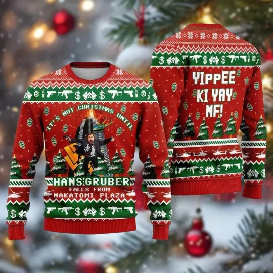 Die Hard Christmas Ugly Sweater Nakatomi Plaza Men Women Sweater Funny 80s Movie