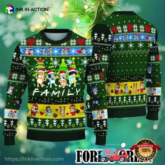 BlueyDad Family Christmas Tree Ugly Christmas Sweater