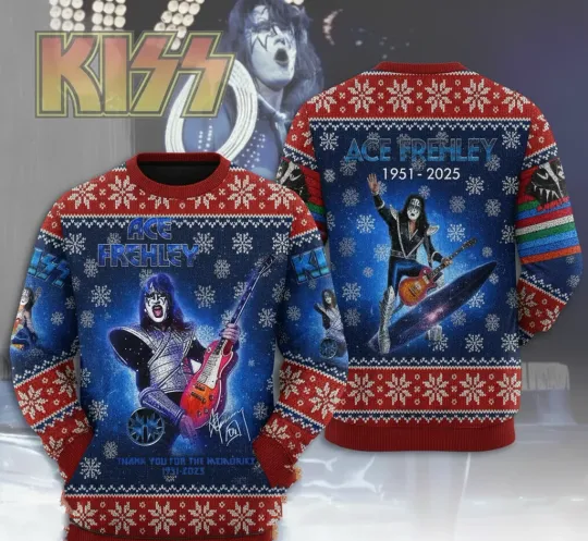 Discover AOP Ugly Sweater Unisex Ace Frehley Christmas